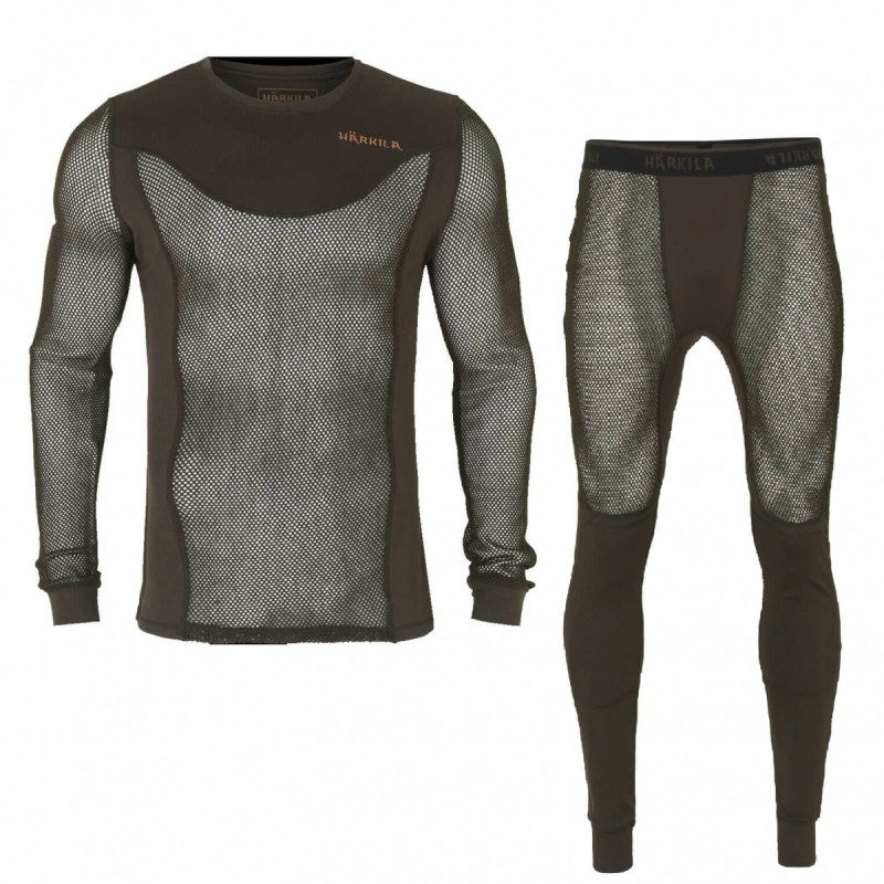 Underwear Set HARKILA Base Mesh crew (Shadow brown)