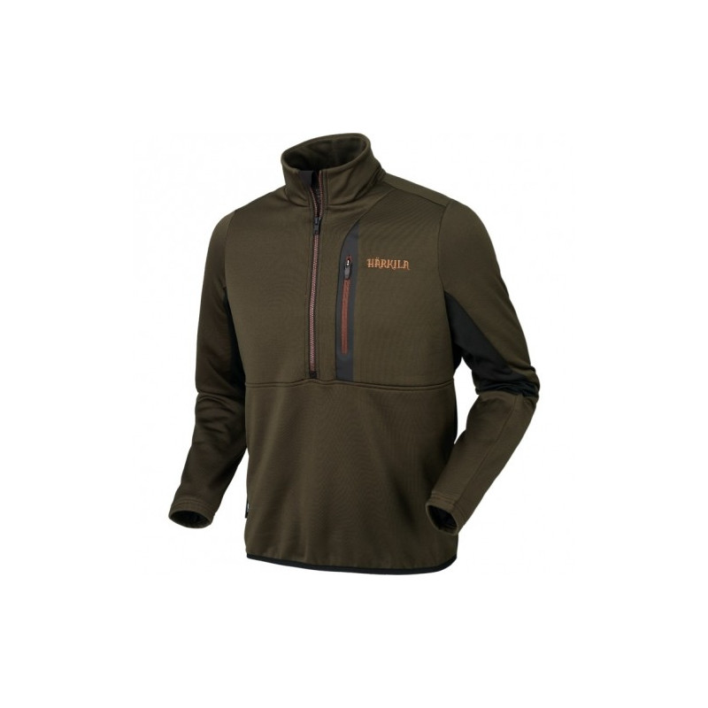 Džemperis HARKILA Tidan Hybrid halp zip (Willow green/Black)