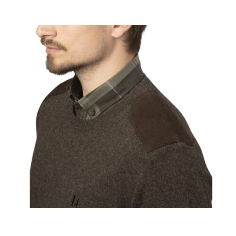 Megztinis HARKILA Arran lambswool (Slate brown)