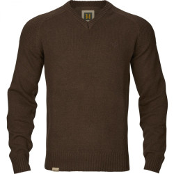 Megztinis HARKILA Vincent merino v-neck (Demitasse brown)