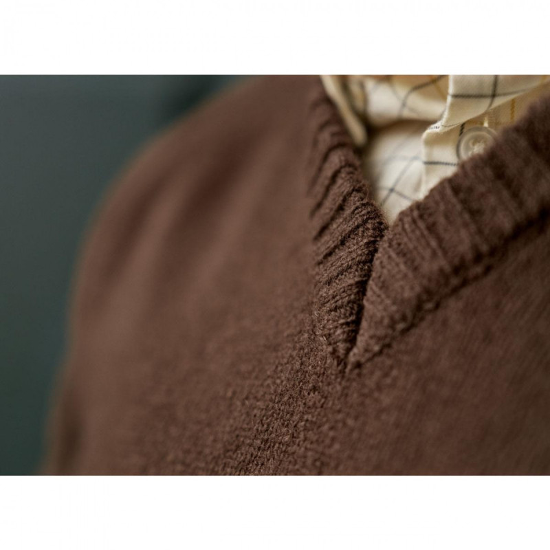 Megztinis HARKILA Vincent merino v-neck (Demitasse brown)