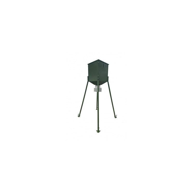Animal Feeder metal barrel 100 kg Tripod (green)