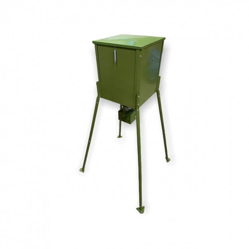 Animal Feeder metal barrel 100 kg Tripod (green)