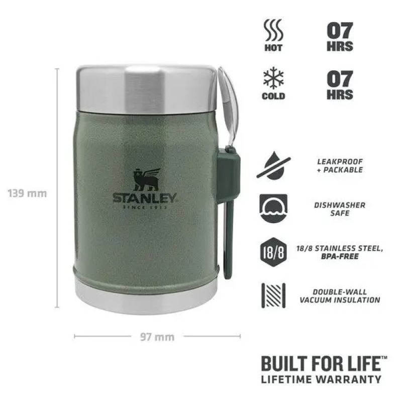 Termosas maistui Stanley Classic 0,4 l žalias