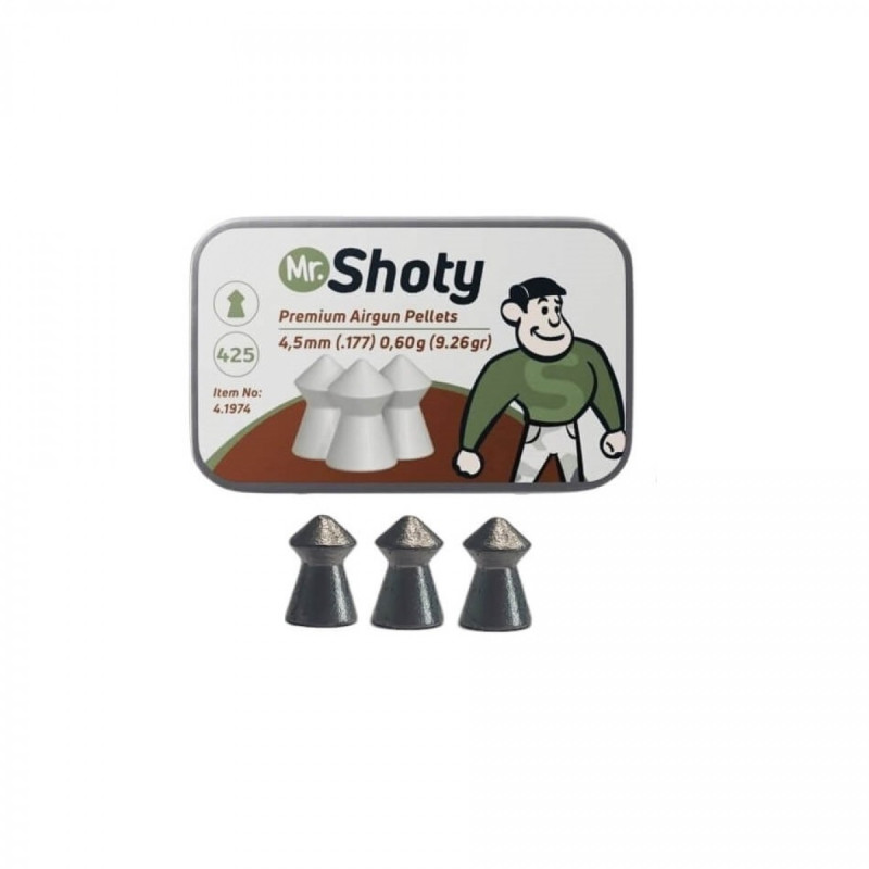 Pneumatinės kulkelės. UMAREX MR. SHOTY smailūs, kal. 4,5 mm, 425 vnt. (4.1974