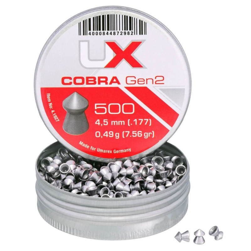 Pneumatinės kulkelės UMAREX Cobra Gen2 kal. 4,5mm smailūs 500vnt 4.1927