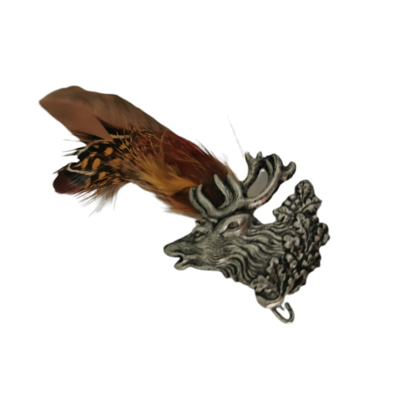 Pin with Feather and Deer Motif