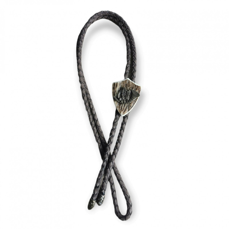 Medalion with crochet leather strap