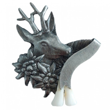 Pin with motif of deer and Edelweiss, teeth ARTURE (2664)
