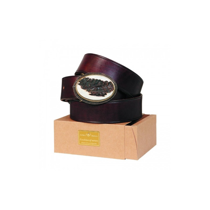 Leather Belt with Antler Buckle 4 cm