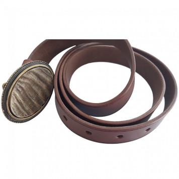 Leather Belt With Antler Buckle (3 Cm) (177032)