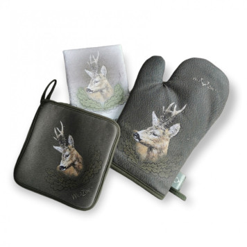 Kitchen Set with Roe Deer Print (green)