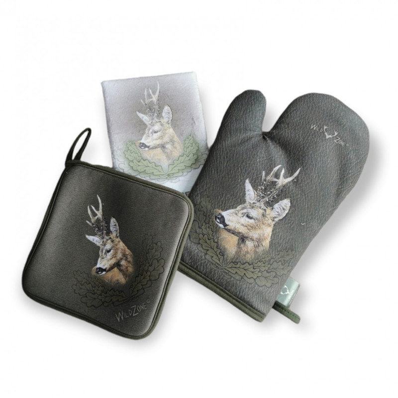 Kitchen Set with Roe Deer Print (green)