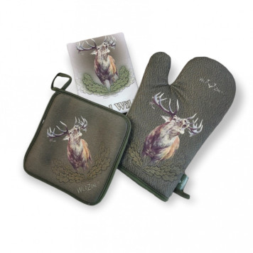 Kitchen Set with Roaring Deer Print (green)