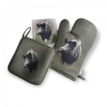 Kitchen Set with Wild Boar Print (green)