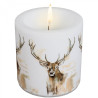 Candle witl Red deer motif (white)