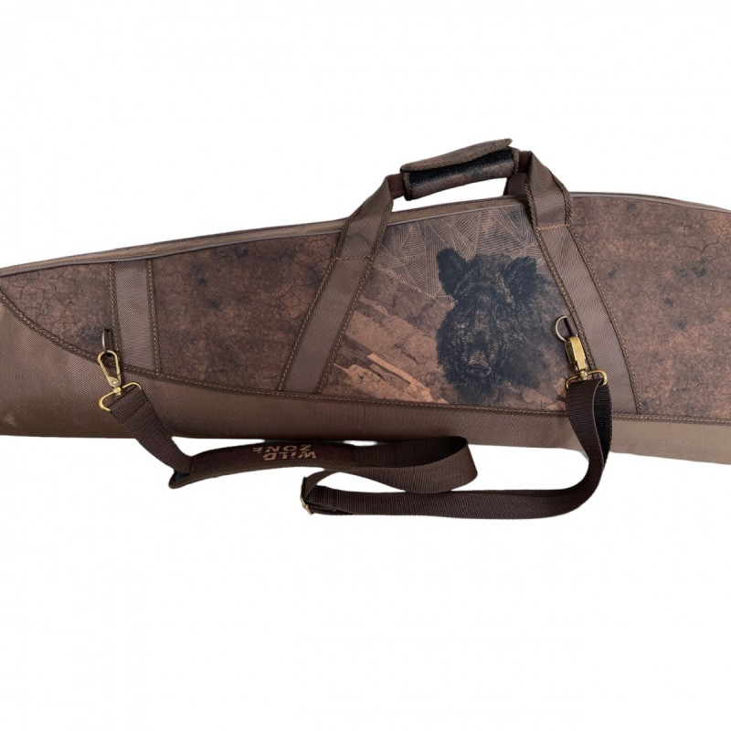 Dėklas ginklui WILD ZONE su šerno dekoracija rudas 130x8x31cm
