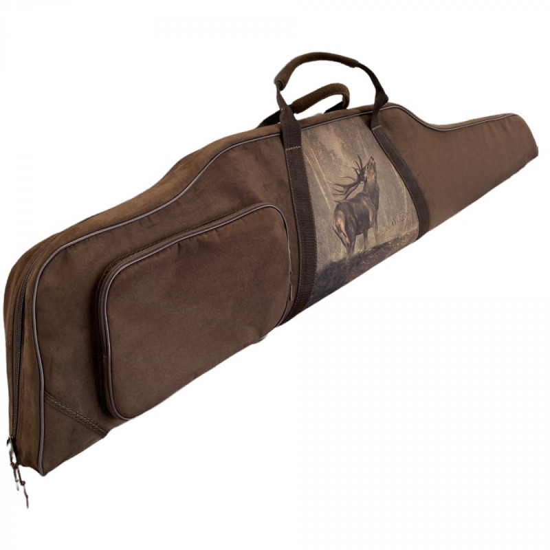 Dėklas dviems ginklams WILD ZONE su elnio dekoracija rudas 128x11x30cm