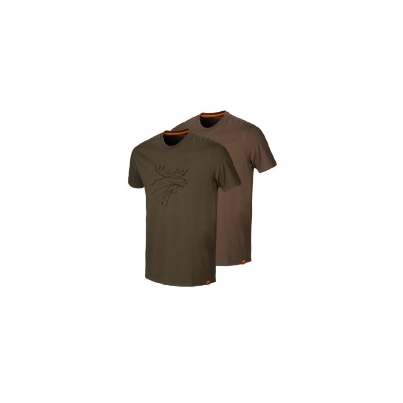 Marškinėliai HARKILA graphic 2-pack (Willow green/Slate brown)