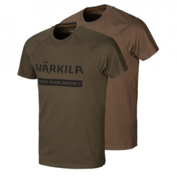 Marškinėliai HARKILA logo 2-pack (Willow green/Slate brown)