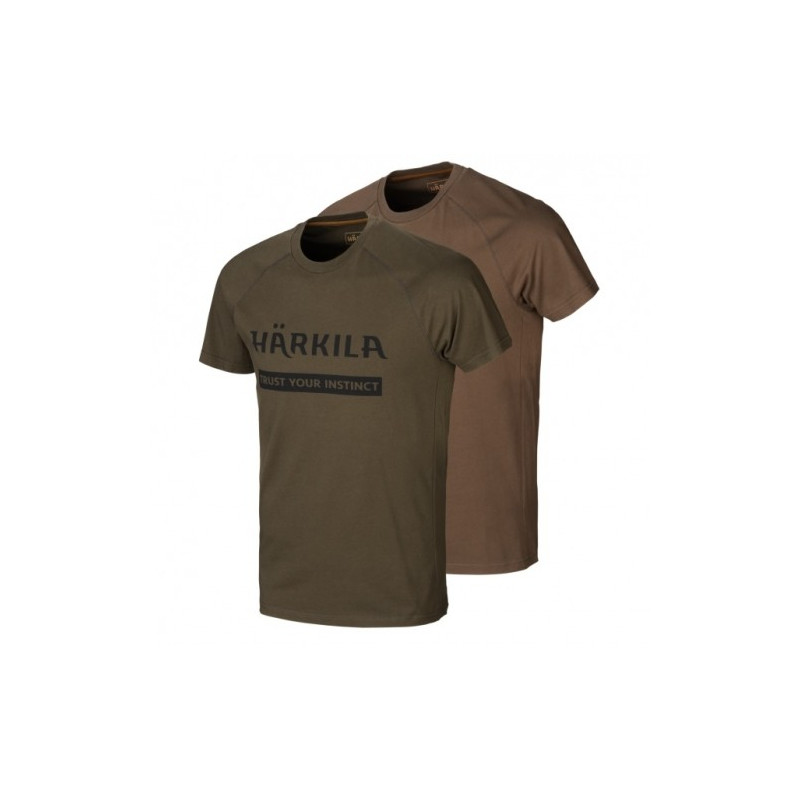 Marškinėliai HARKILA logo 2-pack (Willow green/Slate brown)