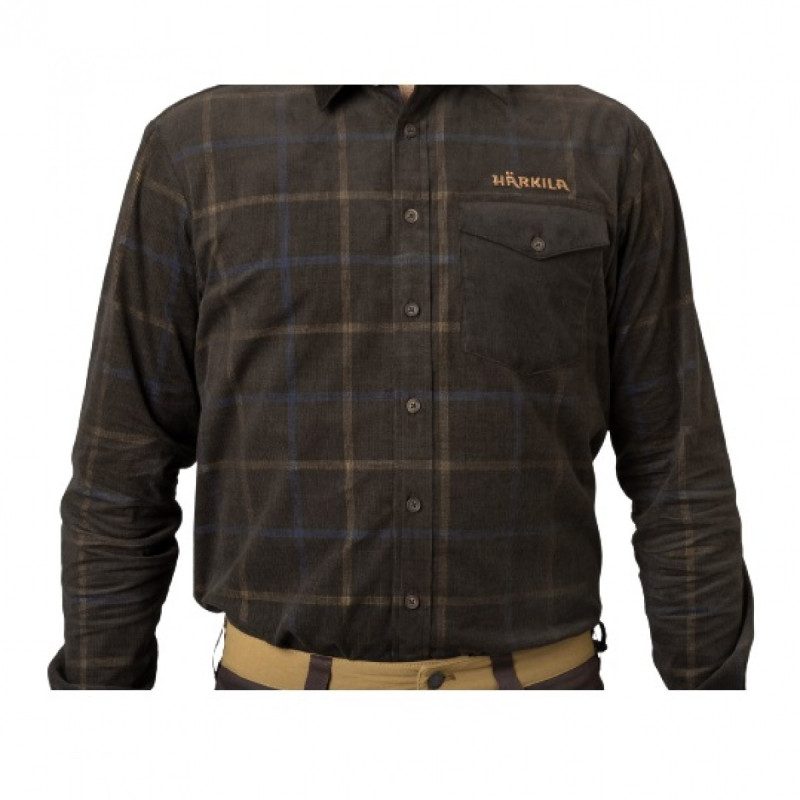 Marškiniai HARKILA Kaldfjord corduroy check (shadow brown)