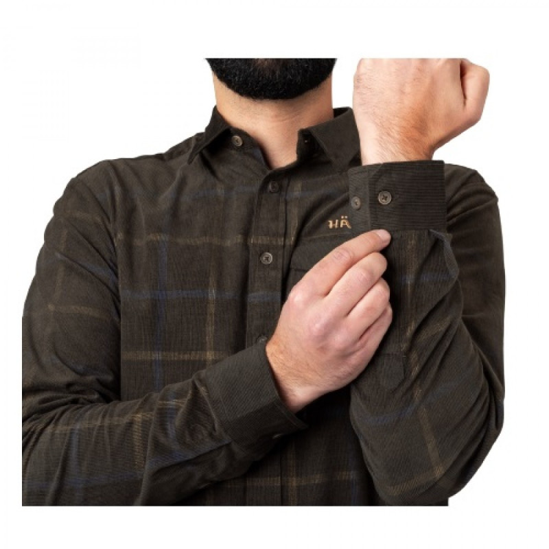 Marškiniai HARKILA Kaldfjord corduroy check (shadow brown)