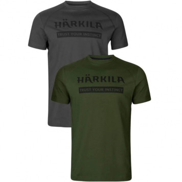 Marškinėliai HARKILA logo 2-pack (Duffel green/phantom)