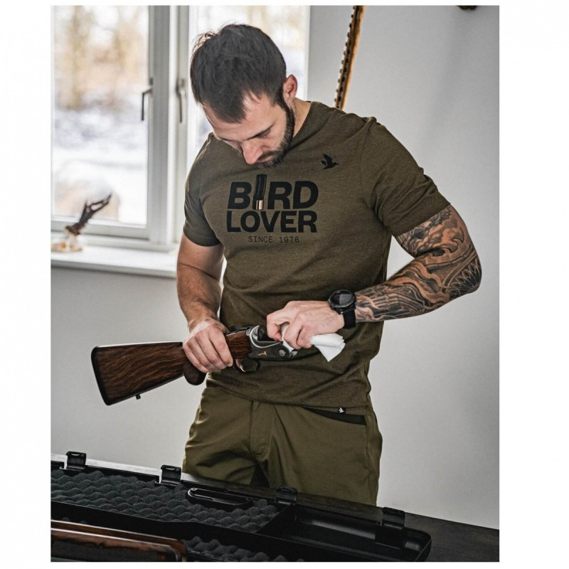 Marškinėliai SEELAND Bird Lover (Dark olive melange)