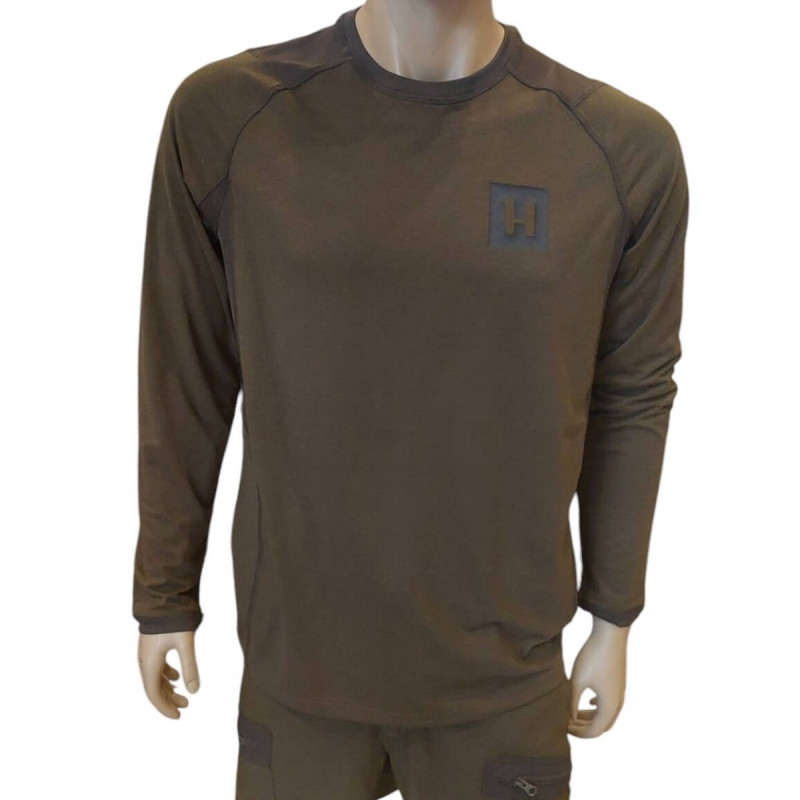 Marškinėliai HARKILA Toke L/S (Willow green/Shadow brown)