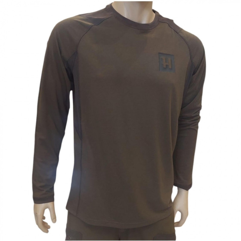 Marškinėliai HARKILA Toke L/S (Willow green/Shadow brown)