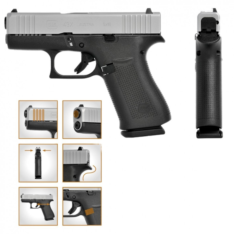 Pistoletas Glock 43X Silver kal. 9x19 47804