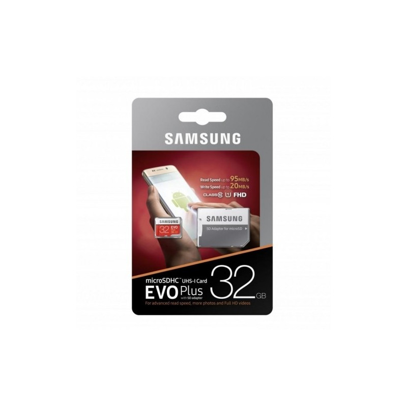 Atminties kortelė su adapteriu Samsung micro SDHC EVO+ 32GB C10