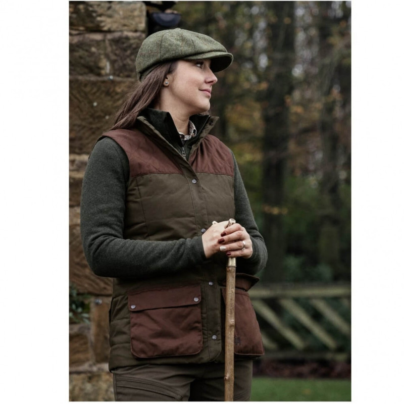 Women waistcoat HARKILA Retrieve (Dark warm olive/Burgundy)