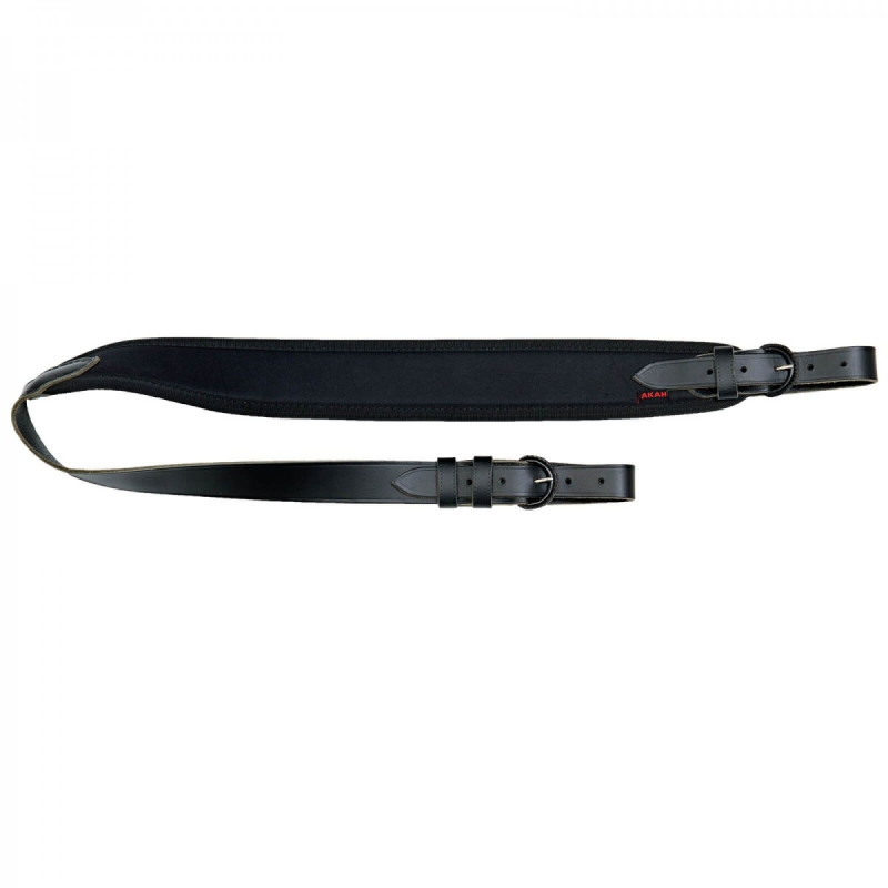 Gun Sling AKAH neoprene/leather, anti slip, 98-106 cm (black edition)