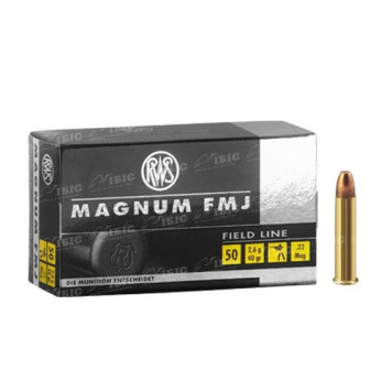 Šoviniai RWS MAGNUM FMJ .22 Mag 2.6 g