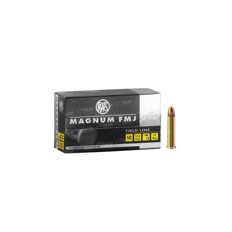 Šoviniai RWS MAGNUM FMJ .22 Mag 2.6 g