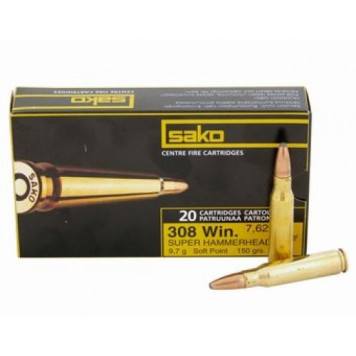 Šoviniai Sako 308 Win SP SUPER HAMMERHEAD 9,7 g./150 gr