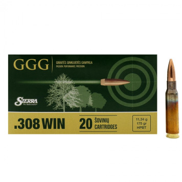 Šoviniai GGG SU kal. 308 Win. HPBT kulka 11.34g/175 gr.