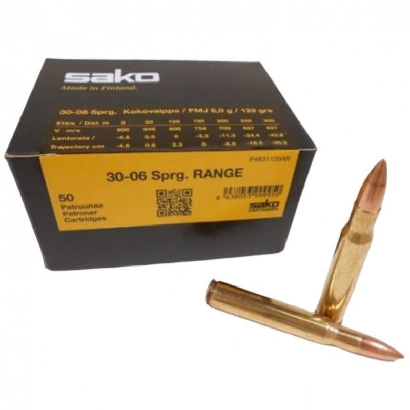 Šoviniai Sako 30-06 Sprg. FMJ Range 8,0 g.