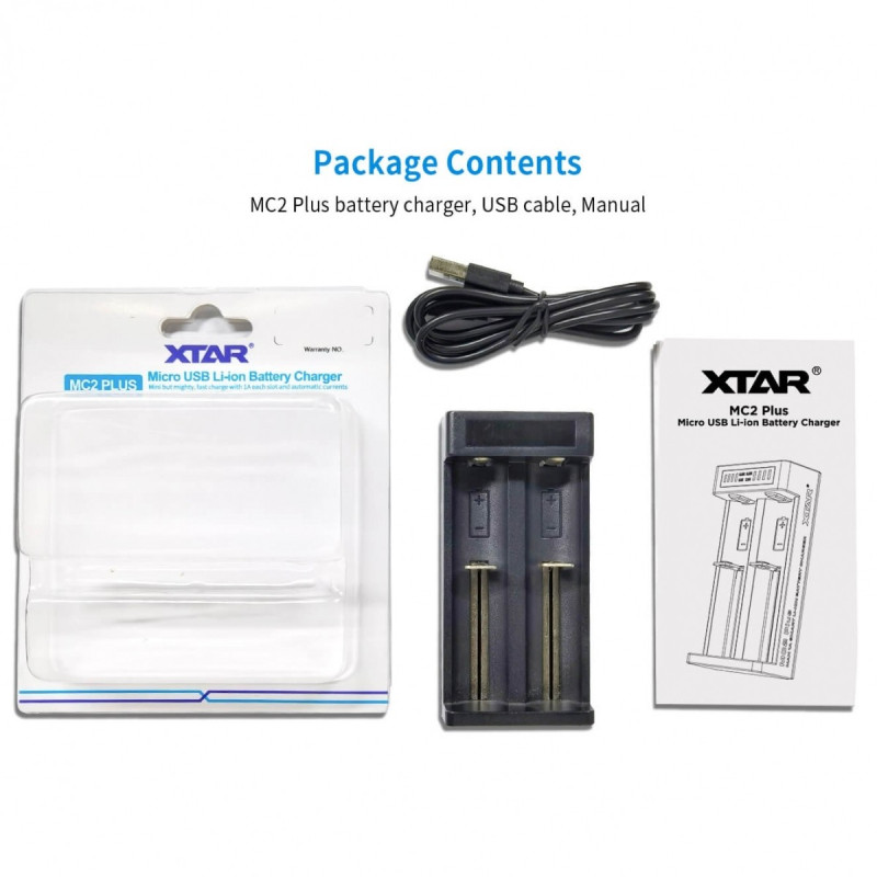 Charger XTAR MC2 Plus 1-2 Li-ion 3,7V 10440-21700 with LED 