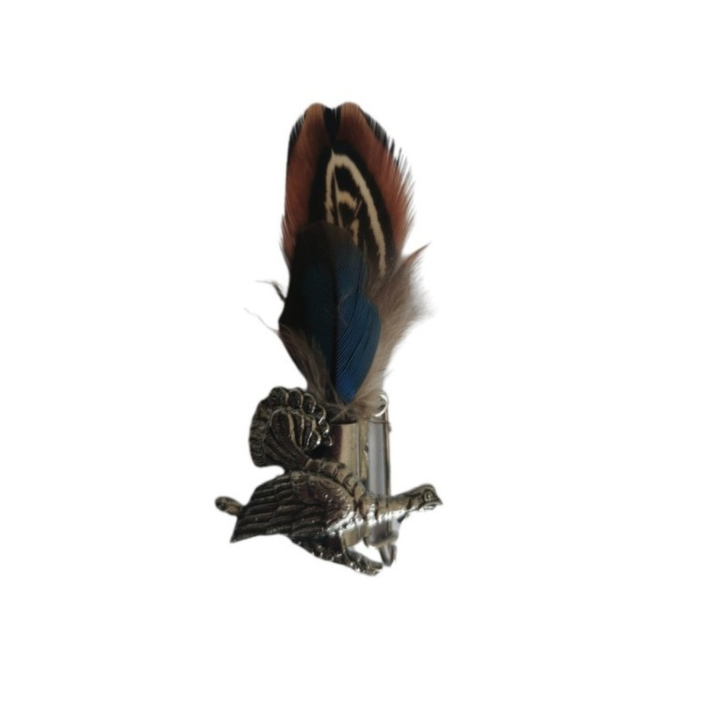 Pin with Feather and Pheasant Motif