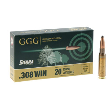 Šoviniai GGG kal. 308 Win. SBT 10,69g/165 gr. Sierra