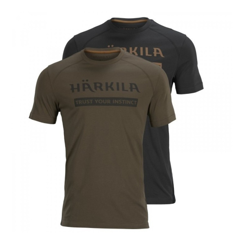 Marškinėliai HARKILA logo 2-pack Willow green/black