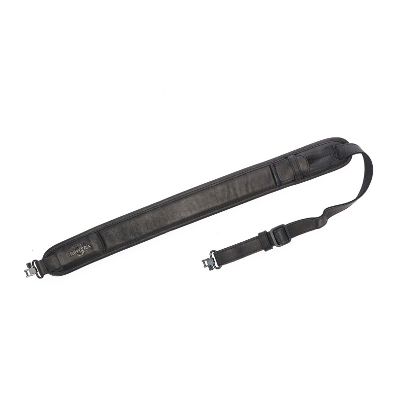 Diržas šautuvui HUNTERA su 3,5mm apkabėlėmis, 119x7cm HDI601BL (juodas/odini