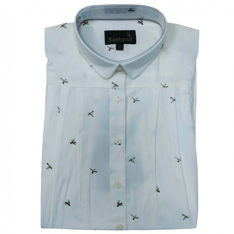 Women shirt SEELAND Grace (Tofu duck print, white)