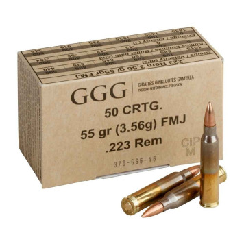 Šoviniai GGG kal. 223 Rem 3.56g/55gr FMJ