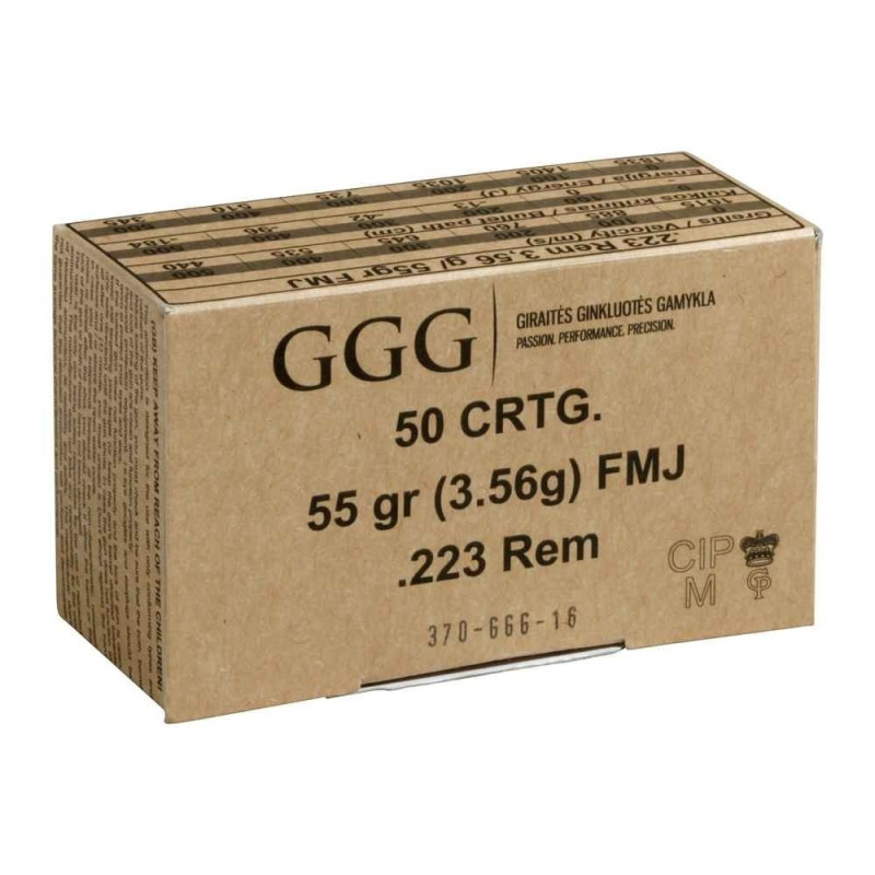 Šoviniai GGG kal. 223 Rem 3.56g/55gr FMJ