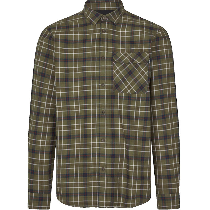 Marškiniai SEELAND Glen Flannel Shirt Grape Leaf/Dark Navy Check