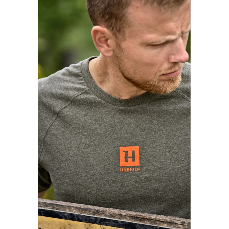 Marškinėliai HARKILA Instinct S/S (Green Melange)